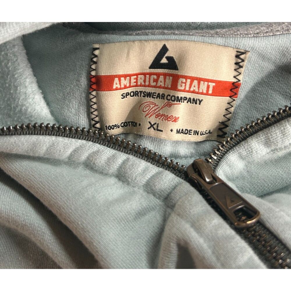 American Giant Classic Full Zip Hoodie Sweatshirt Womens XL Seafoam Heavy USA - Picture 2 of 4